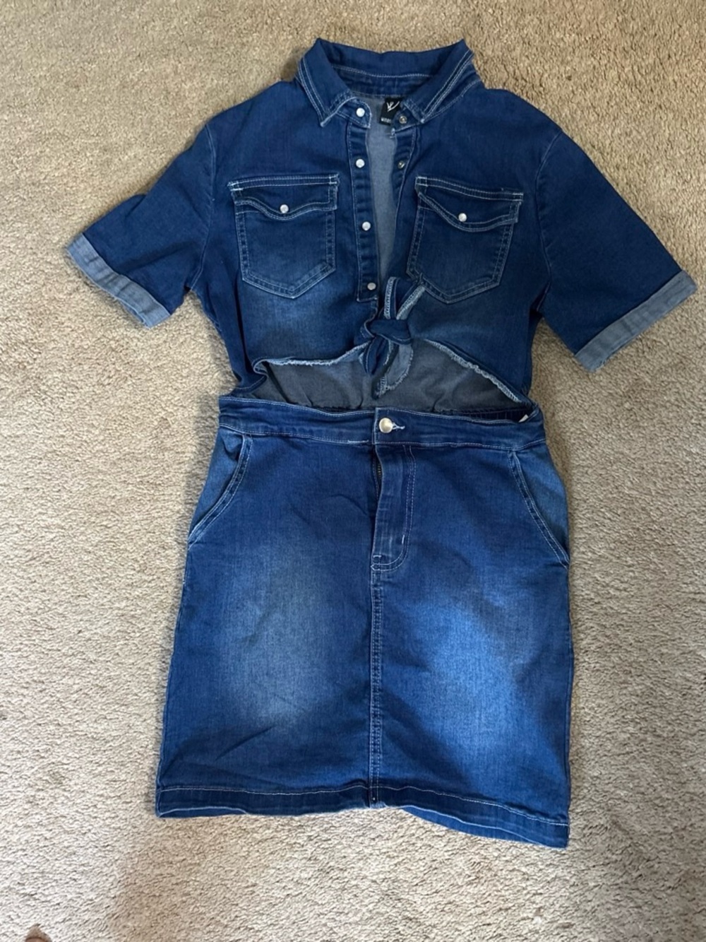 Windsor Dark Blue Denim Tie-Front Dress